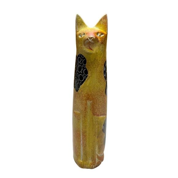 Hand Carved Soapstone Cat Statue Decor Made in Kenya - Picture 1 of 3